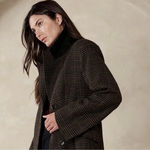 BNWT Banana Republic Isola Melton Hourglass Topcoat in Neutral Plaid - XL